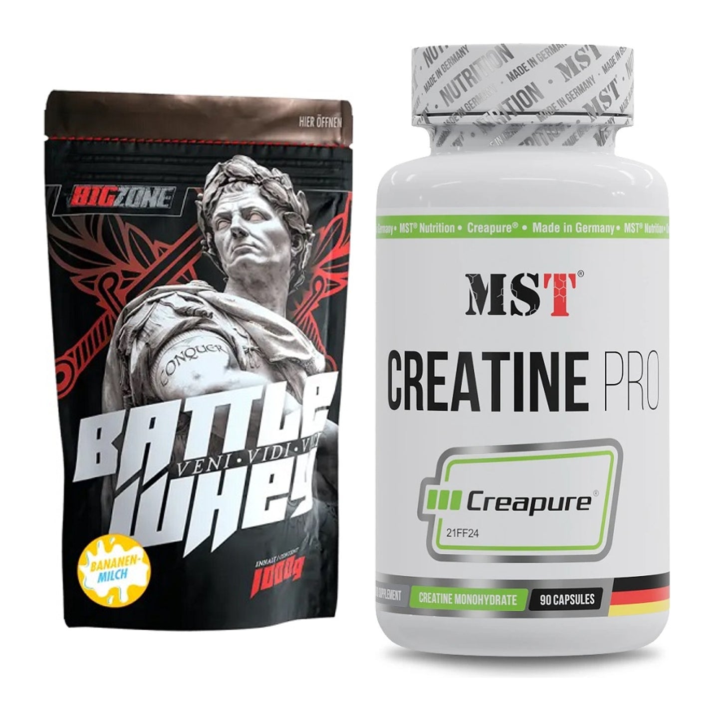 Muskelaufbau-Set: Big Zone Battle Whey + MST Creatine Pro CREAPURE – alle enthaltenen Artikel
