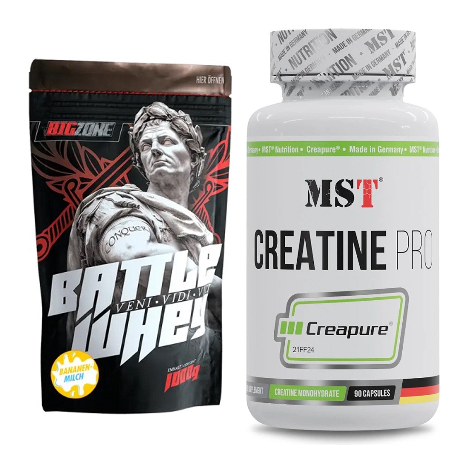 Muskelaufbau-Set: Big Zone Battle Whey + MST Creatine Pro CREAPURE – alle enthaltenen Artikel