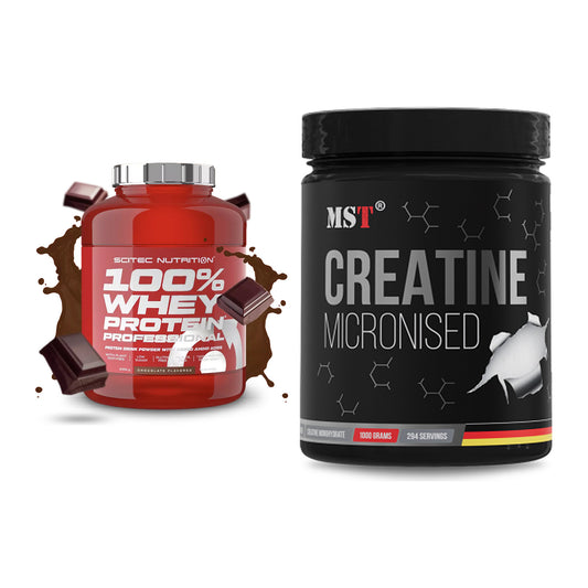 Muskelaufbau-Set: Scitec 100% Whey + MST Creatin Monohydrate – alle enthaltenen Artikel