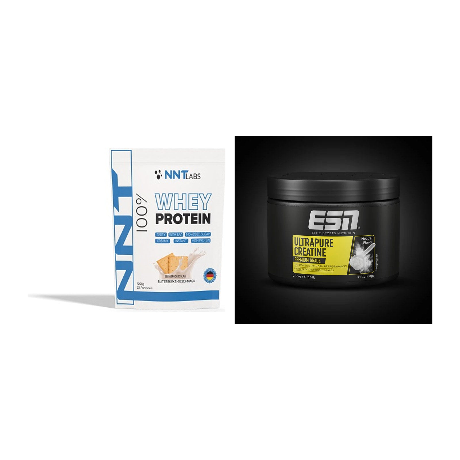 Muskelaufbau-Set: NNT Whey + ESN Ultrapure Creatine Monohydrate – alle enthaltenen Artikel