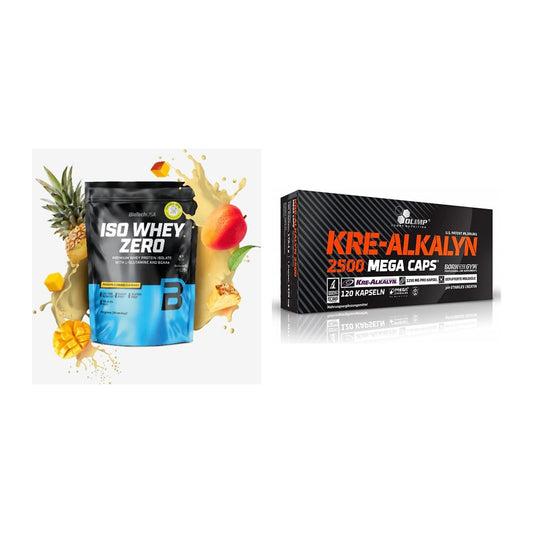 Kit de renforcement musculaire : BioTech Iso Whey Zero 454g + Olimp Kre Alkalyn 2500 - tous les articles inclus