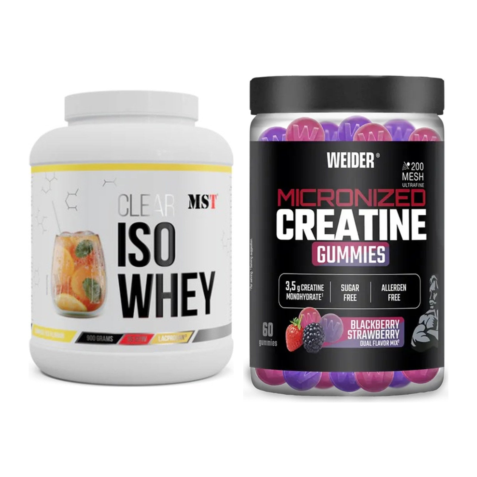 Muskelaufbau-Set: MST Iso Clear + Weider Micronized Creatine Gummies – alle enthaltenen Artikel