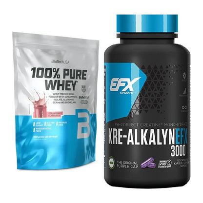 Muskelaufbau-Set: BioTech 100% Pure Whey + EFX Kre-Alkalyn 3000 – alle enthaltenen Artikel
