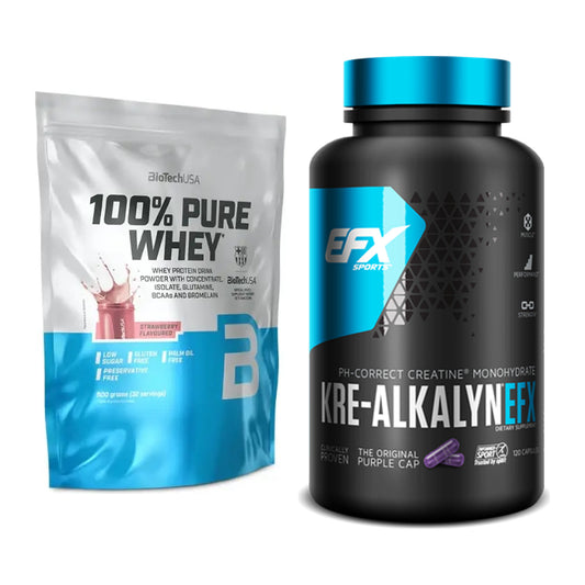 Muskelaufbau-Set: BioTech 100% Pure Whey + EFX Kre-Alkalyn – alle enthaltenen Artikel