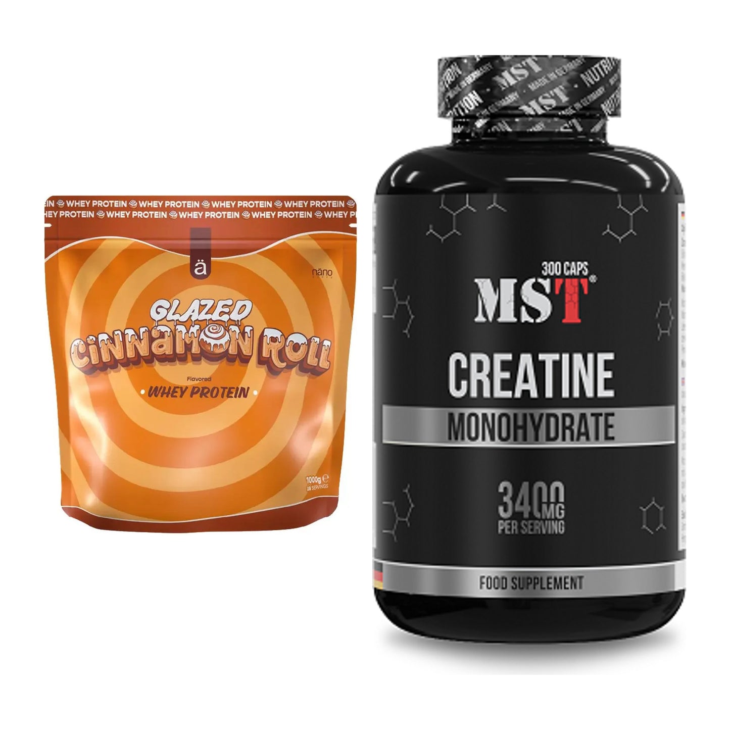 Muskelaufbau-Set: Nanosupps Whey Protein + MST Creatine Monohydrate – alle enthaltenen Artikel