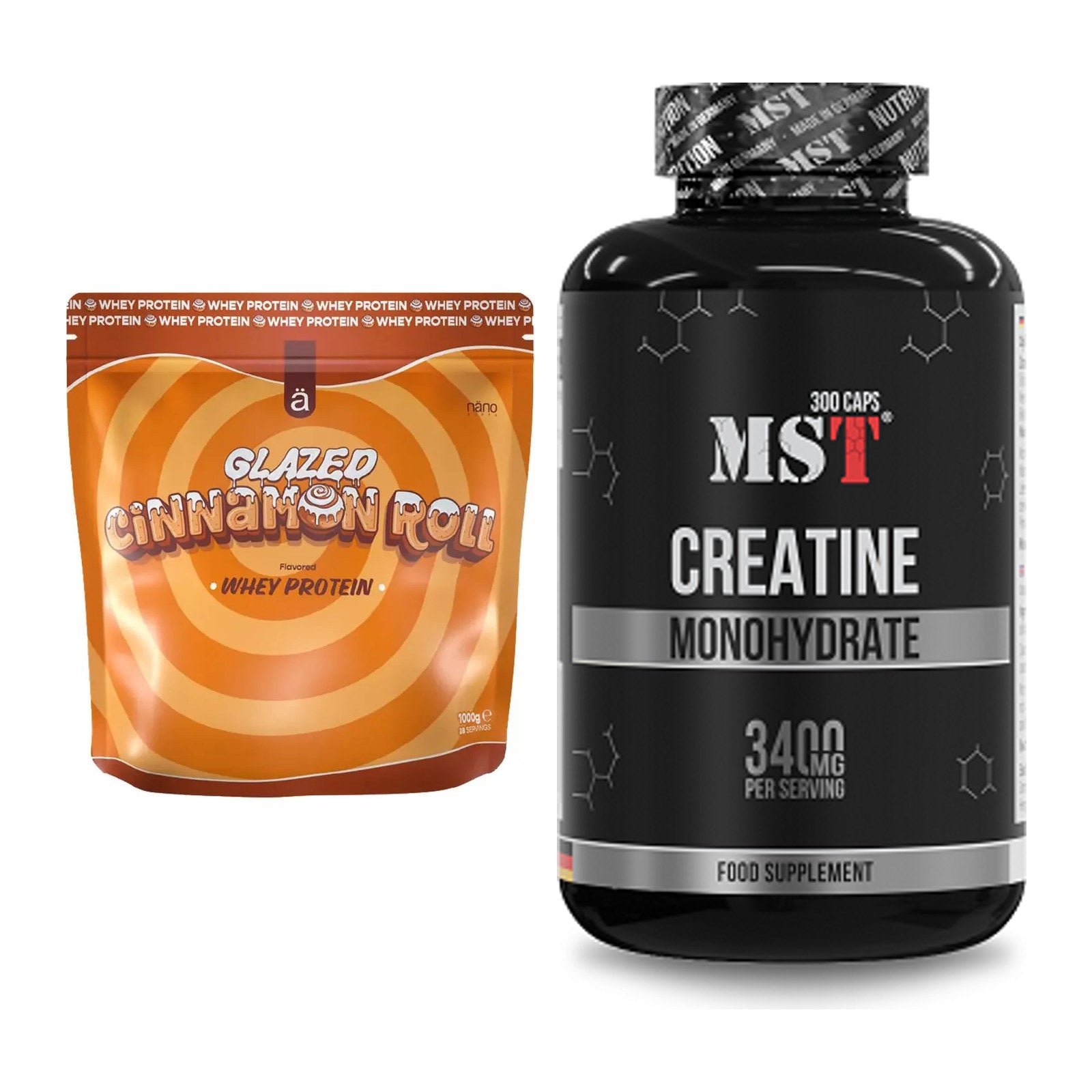 Muskelaufbau-Set: Nanosupps Whey Protein + MST Creatine Monohydrate – alle enthaltenen Artikel