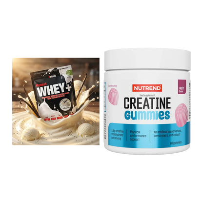 Muskelaufbau-Set: Sinob Honest Whey+ + Nutrend Creatine Gummies Fruity – alle enthaltenen Artikel