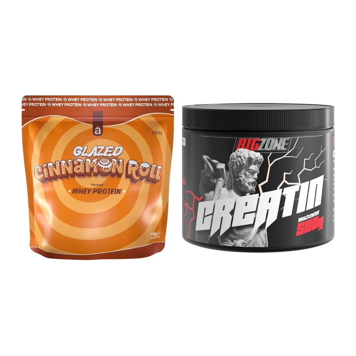 Muskelaufbau-Set: Nanosupps Whey Protein + Big Zone Creatin – alle enthaltenen Artikel