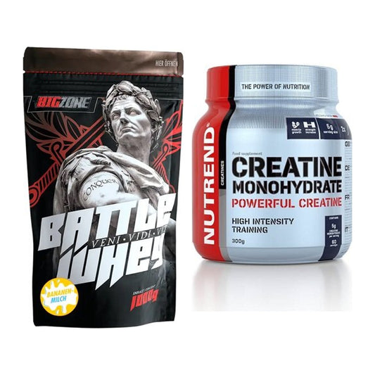 Muskelaufbau-Set: Big Zone Battle Whey + Nutrend Creatine – alle enthaltenen Artikel