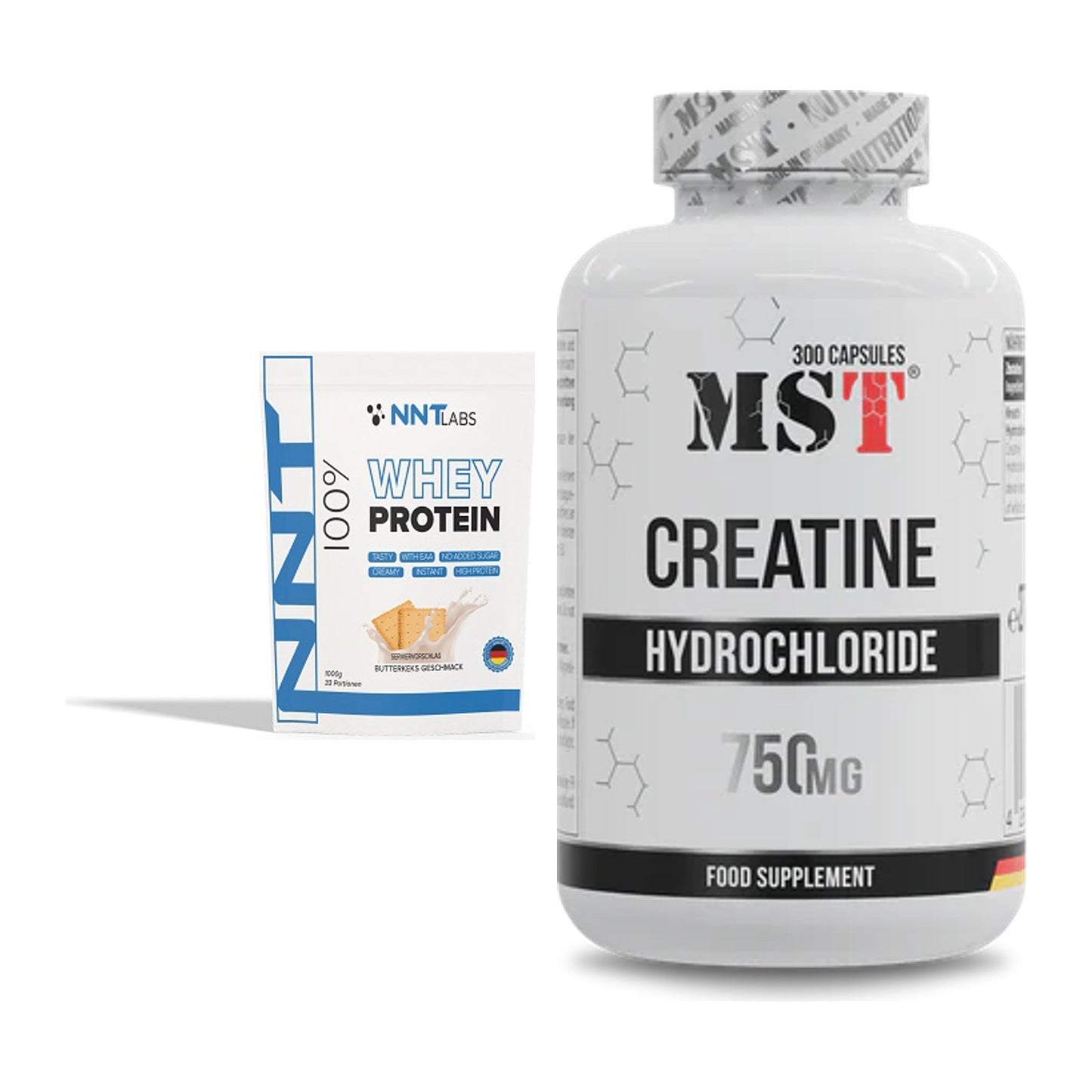 Muskelaufbau-Set: NNT Whey + MST Creatine HCL – alle enthaltenen Artikel