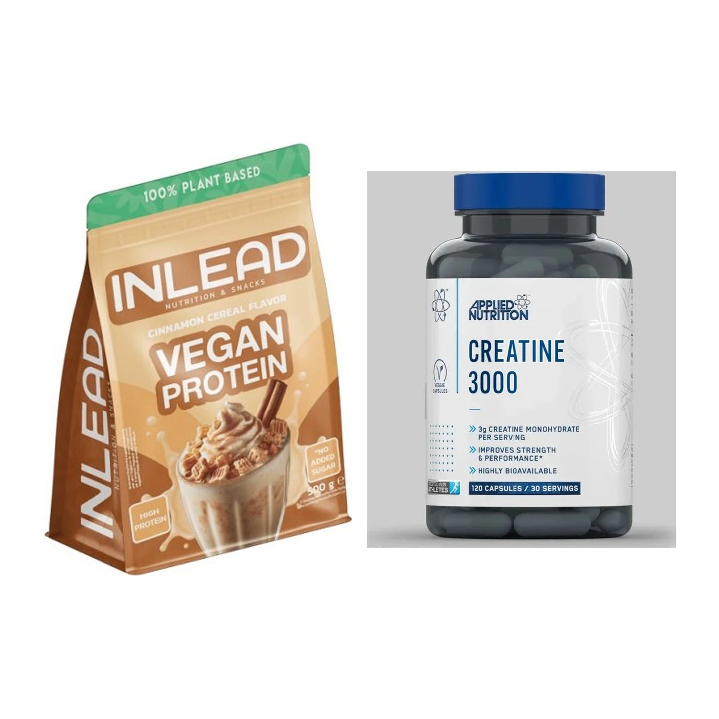 Muskelaufbau-Set: INLEAD Vegan Protein + Applied Nutrition – alle enthaltenen Artikel