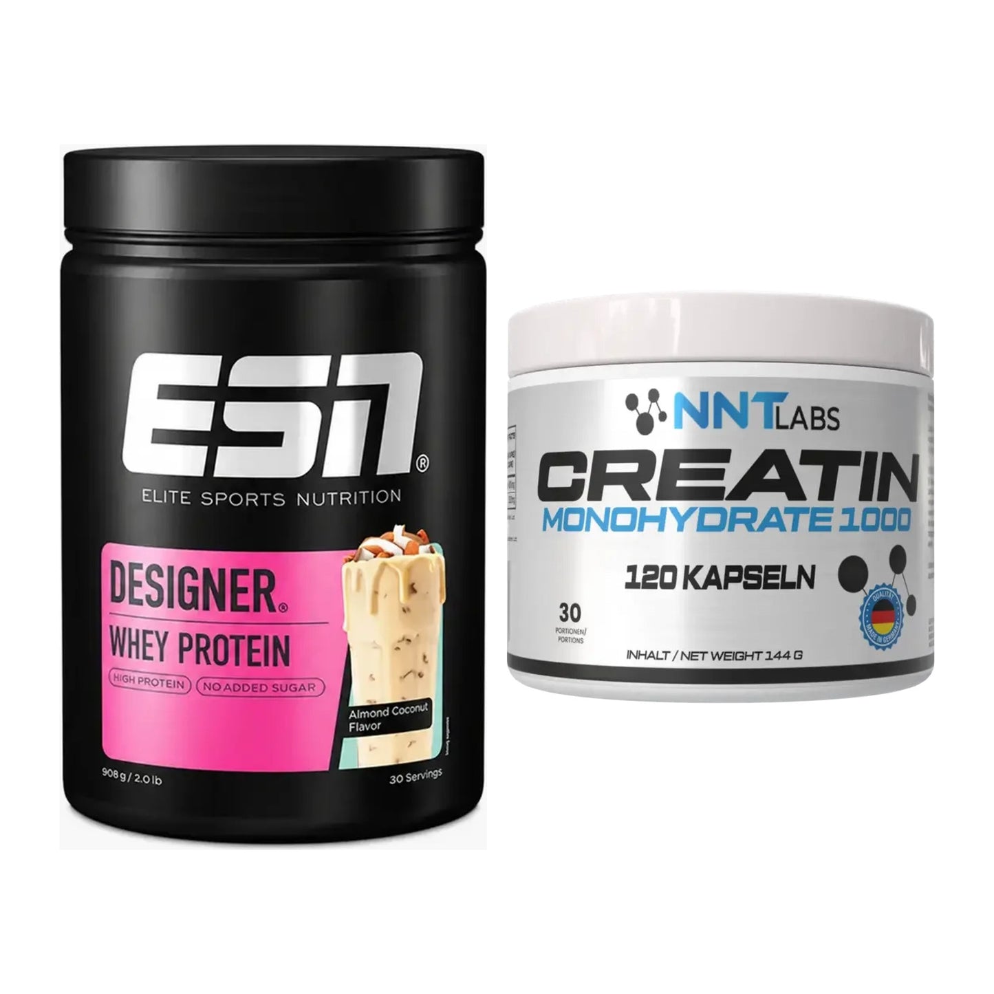 Muskelaufbau-Set: ESN Designer Whey + NNT Creatin 1000 mg – alle enthaltenen Artikel