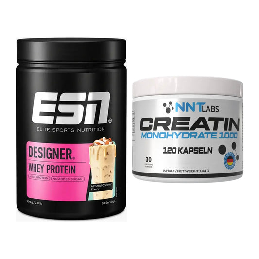Muskelaufbau-Set: ESN Designer Whey + NNT Creatin 1000 mg – alle enthaltenen Artikel