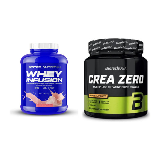 Muskelaufbau-Set: Scitec Whey Infusion + BioTech Crea Zero 320g – alle enthaltenen Artikel
