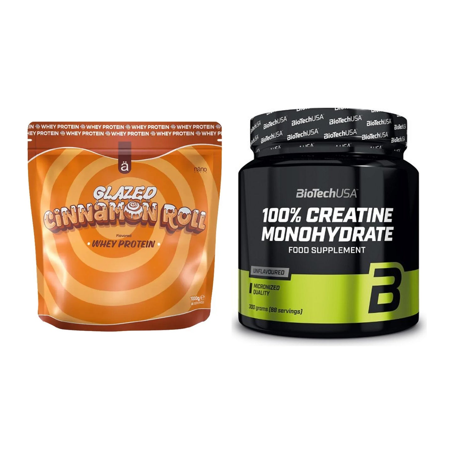Muskelaufbau-Set: Nanosupps Whey Protein + BioTech Creatine – alle enthaltenen Artikel