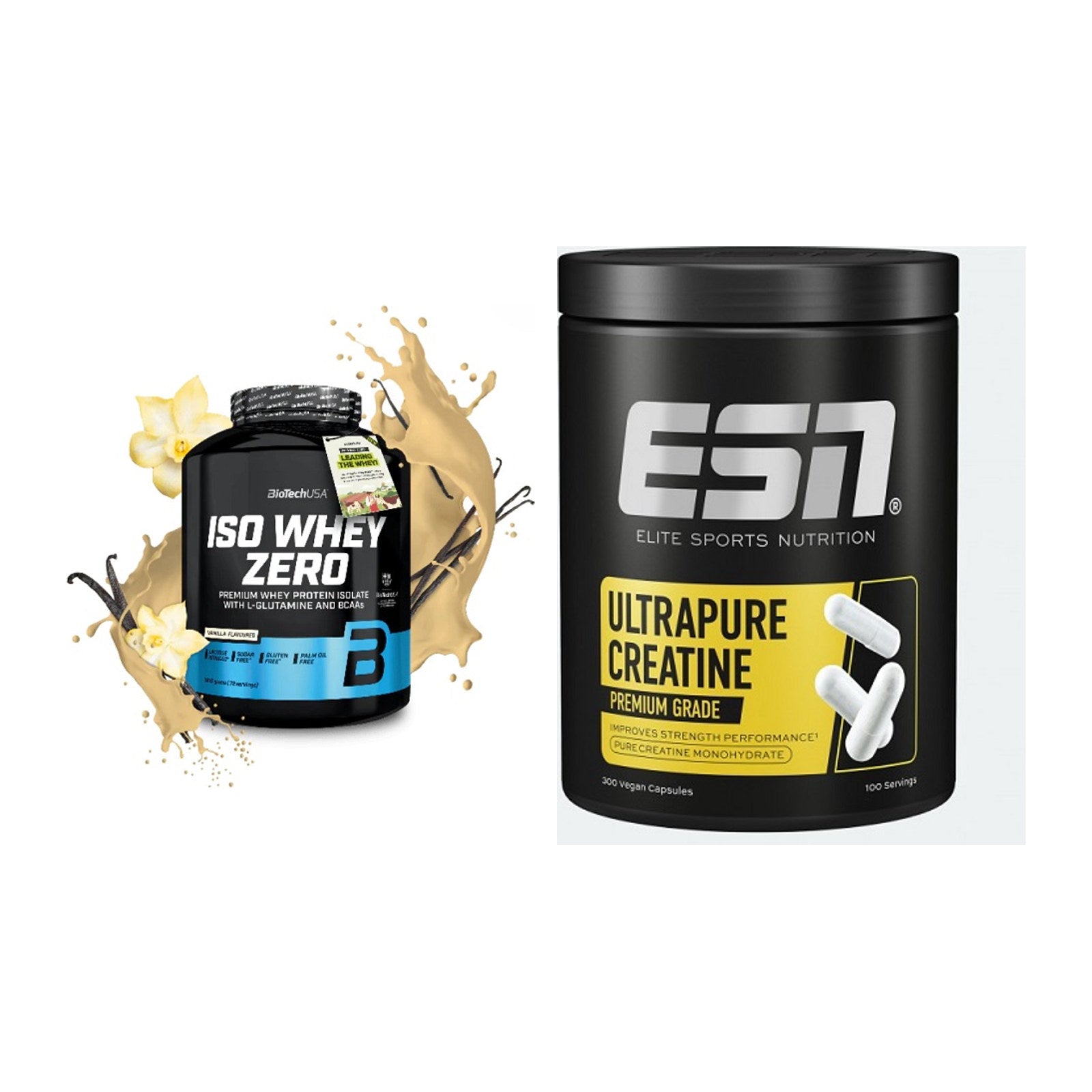 Muskelaufbau-Set: BioTech Iso Whey Zero + ESN Ultrapure Creatine – alle enthaltenen Artikel