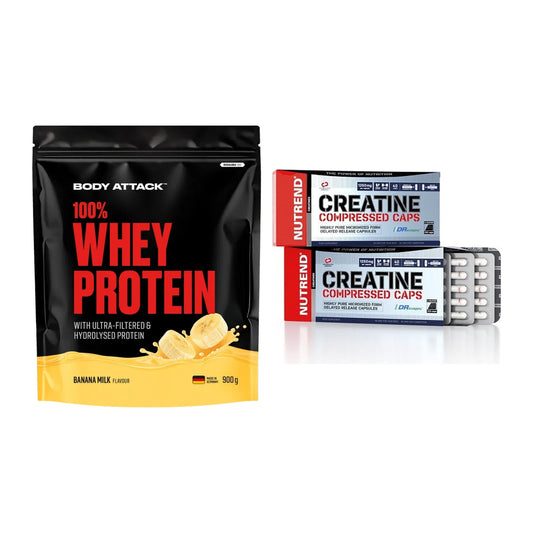 Muskelaufbau-Set: Body Attack 100% Whey + Nutrend Creatine – alle enthaltenen Artikel
