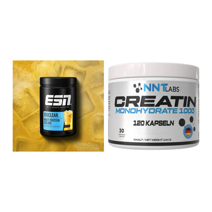 Muskelaufbau-Set: ESN ISOCLEAR Whey Isolate + NNT Creatin 1000 mg – alle enthaltenen Artikel