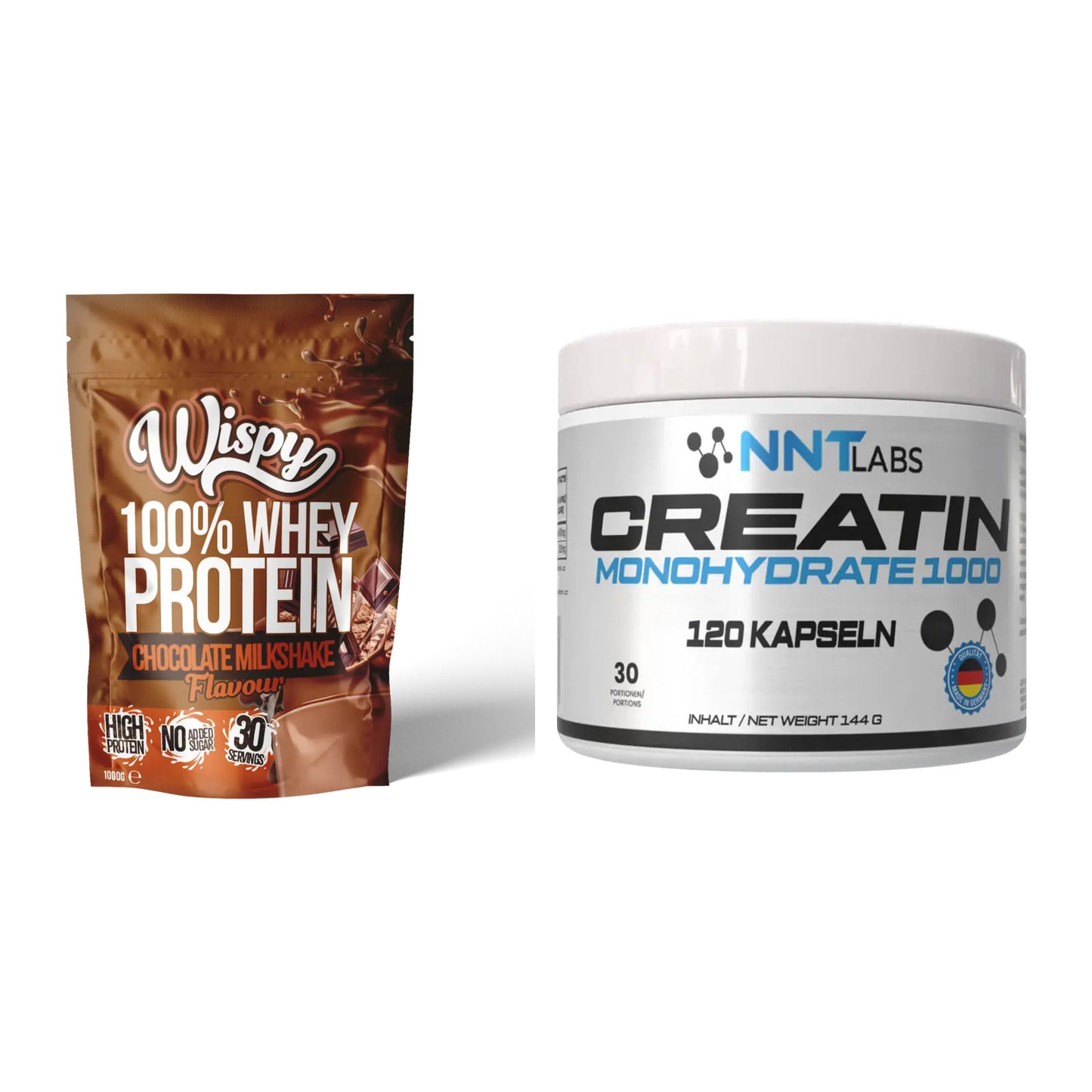 Muskelaufbau-Set: Wispy Whey 100% + NNT Creatin 1000 mg – alle enthaltenen Artikel