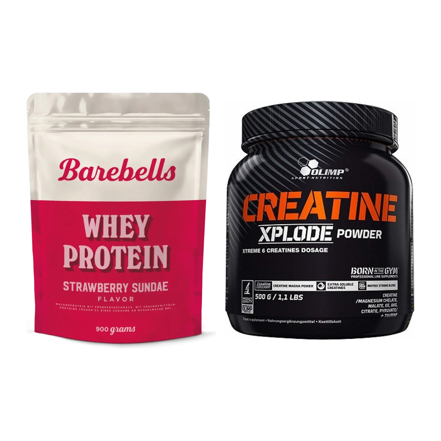 Muskelaufbau-Set: Barebells Whey Protein + Olimp Creatine Xplode – alle enthaltenen Artikel