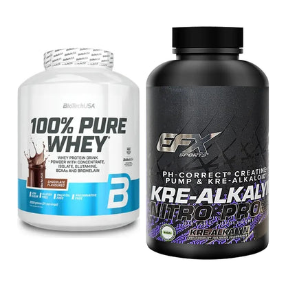 Muskelaufbau-Set: BioTech 100% Pure Whey + EFX Kre-Alkalyn Nitro – alle enthaltenen Artikel