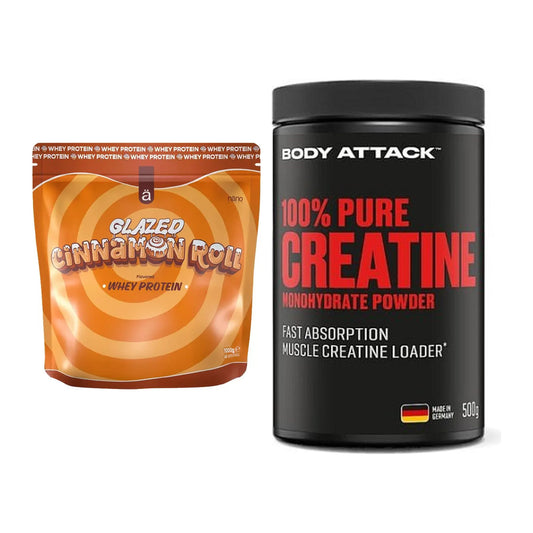 Muskelaufbau-Set: Nanosupps Whey Protein + Body Attack 100% Pure – alle enthaltenen Artikel