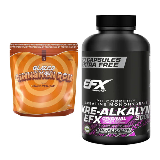 Muskelaufbau-Set: Nanosupps Whey Protein + EFX Kre-Alkalyn 3000 – alle enthaltenen Artikel
