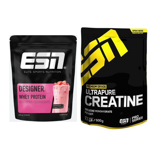 ESN Muskelaufbau-Set: Designer Whey 420g + Ultrapure Creatine – alle enthaltenen Artikel