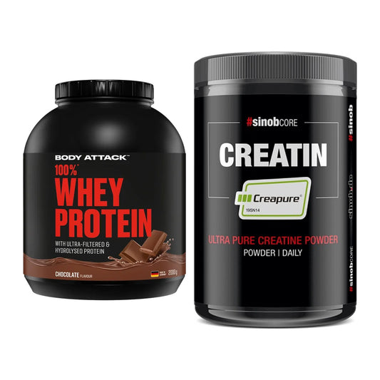 Muskelaufbau-Set: Body Attack 100% Whey + Sinob Creatin CREAPURE – alle enthaltenen Artikel