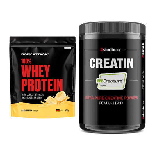 Muskelaufbau-Set: Body Attack 100% Whey + Sinob Creatin CREAPURE – alle enthaltenen Artikel