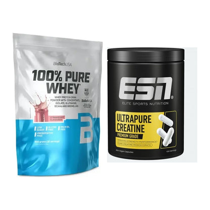 Muskelaufbau-Set: BioTech 100% Pure Whey + ESN Ultrapure Creatine – alle enthaltenen Artikel