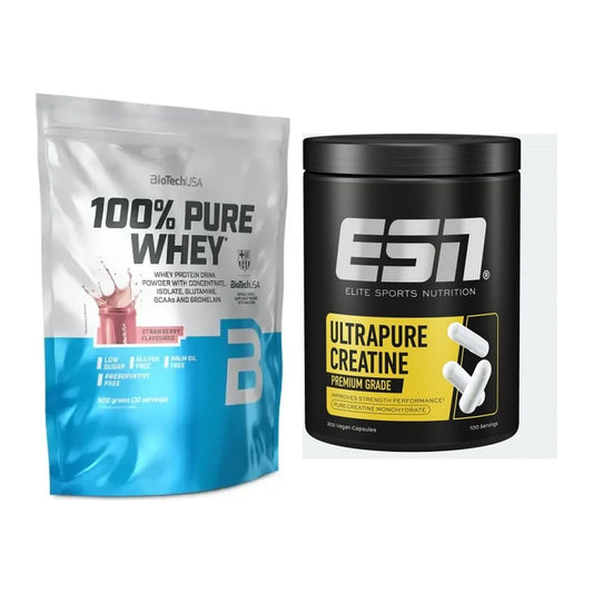 Muskelaufbau-Set: BioTech 100% Pure Whey + ESN Ultrapure Creatine – alle enthaltenen Artikel