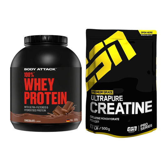 Muskelaufbau-Set: Body Attack 100% Whey + ESN Ultrapure Creatine – alle enthaltenen Artikel