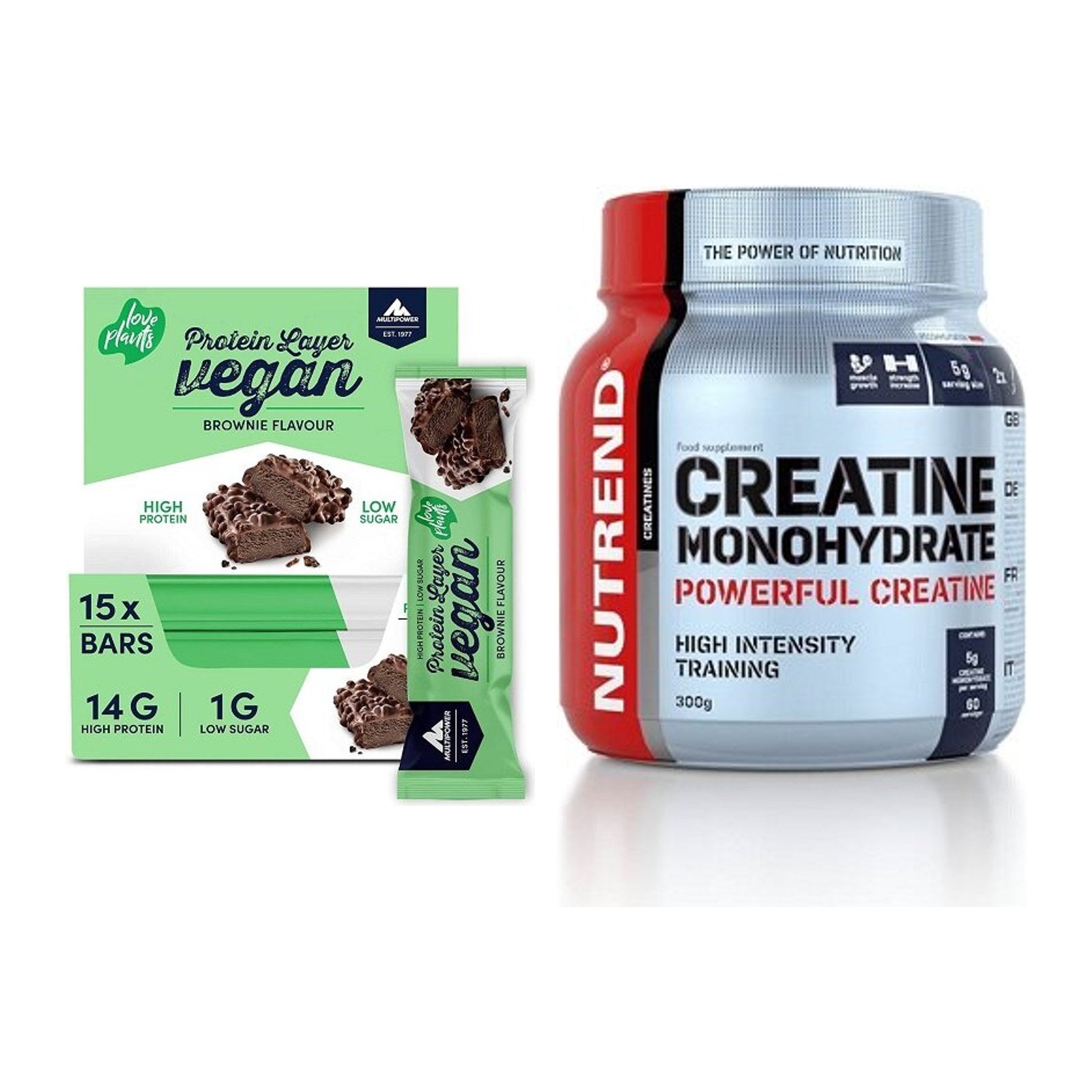 Muskelaufbau-Set: Multipower Vegan Protein + Nutrend Creatine – alle enthaltenen Artikel