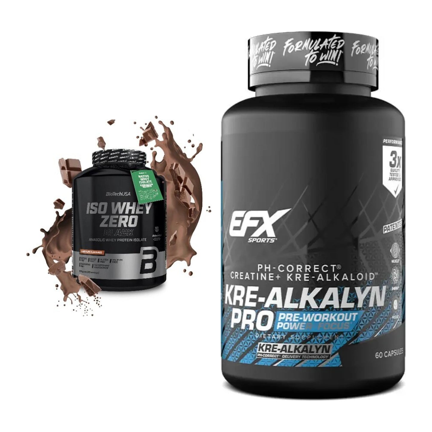 Muskelaufbau-Set: BioTech Iso Whey Zero Black + EFX Kre-Alkalyn PRO – alle enthaltenen Artikel