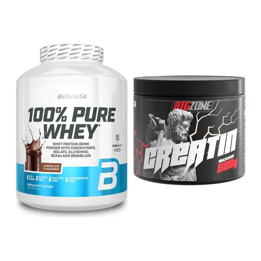 Muskelaufbau-Set: BioTech 100% Pure Whey 2000g + Big Zone Creatin – alle enthaltenen Artikel