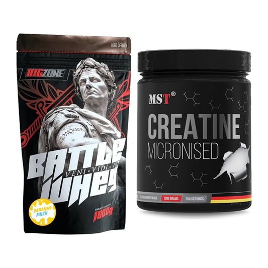 Muskelaufbau-Set: Big Zone Battle Whey 1000g + MST Creatin Monohydrate – alle enthaltenen Artikel