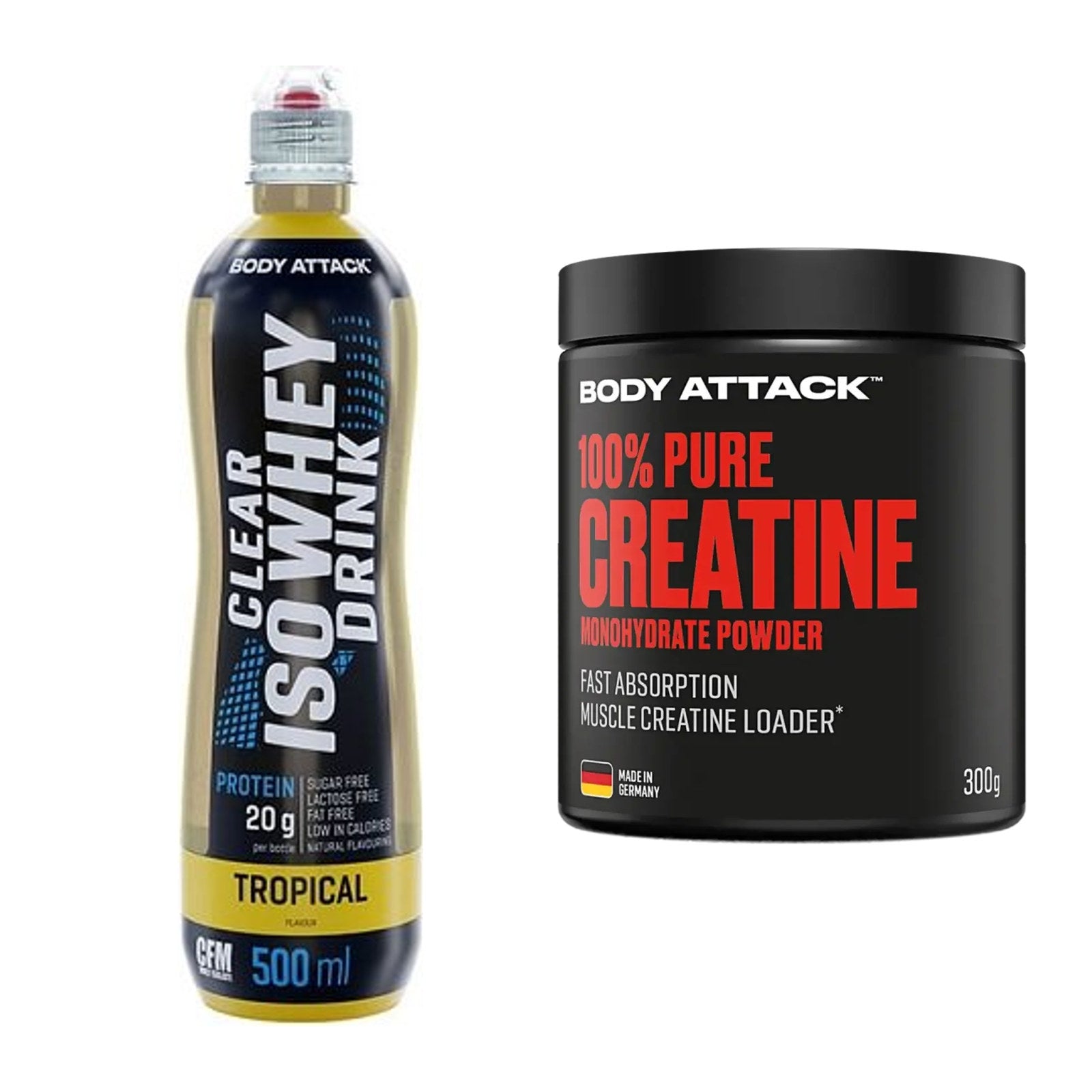 Muskelaufbau-Set: Body Attack Clear Iso + Body Attack 100% Pure – alle enthaltenen Artikel