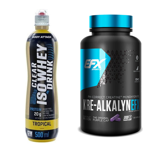 Muskelaufbau-Set: Body Attack Clear Iso Whey Drink + EFX Kre-Alkalyn – alle enthaltenen Artikel