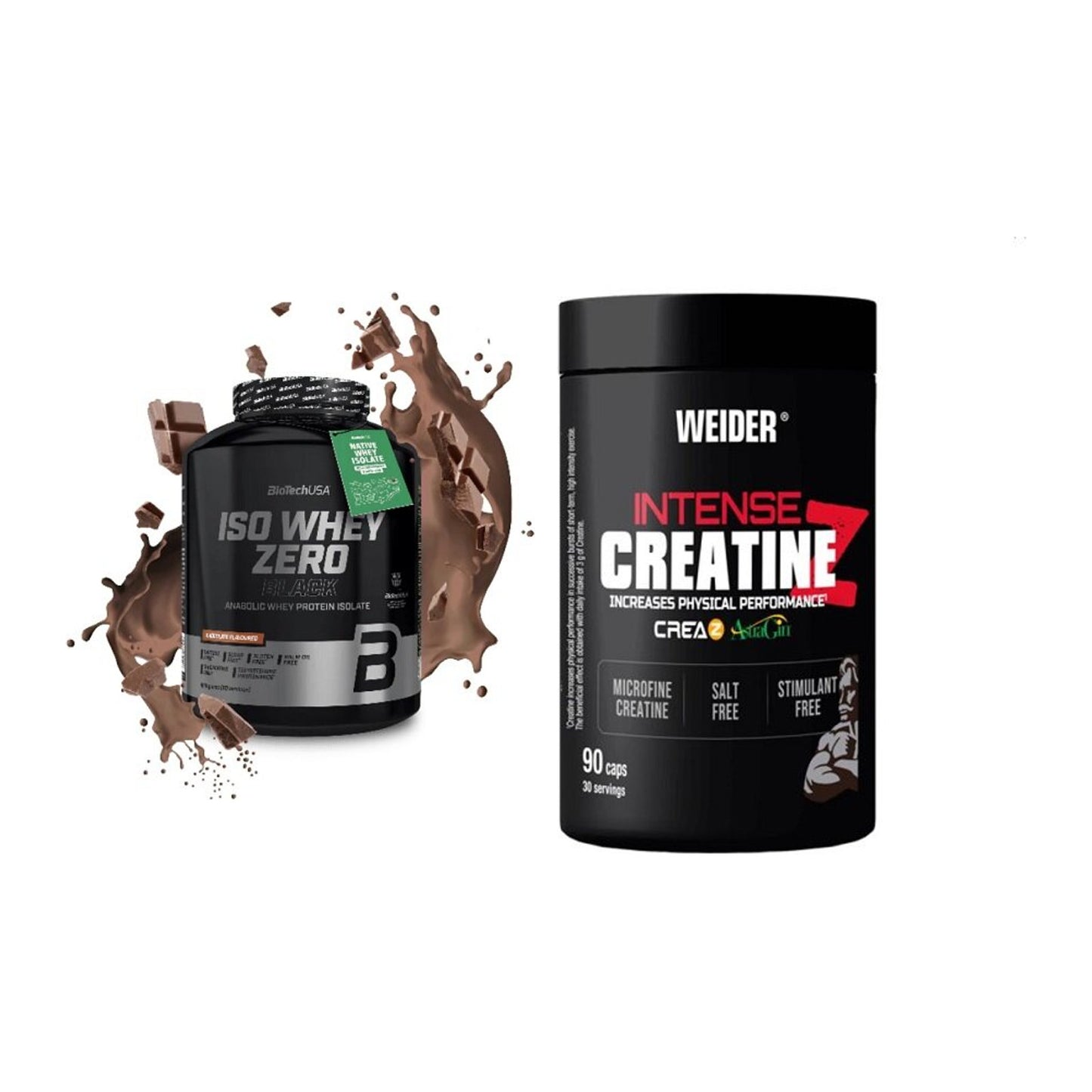 Muskelaufbau-Set: BioTech Iso Whey Zero + Weider Intense Pure – alle enthaltenen Artikel