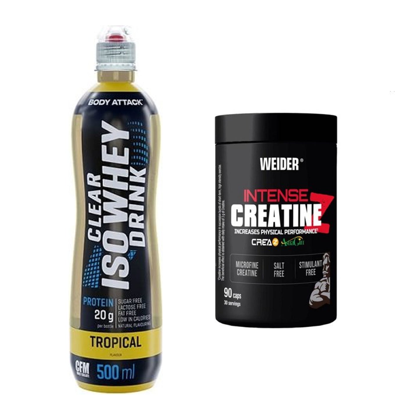 Muskelaufbau-Set: Body Attack Clear Iso + Weider Intense Pure – alle enthaltenen Artikel