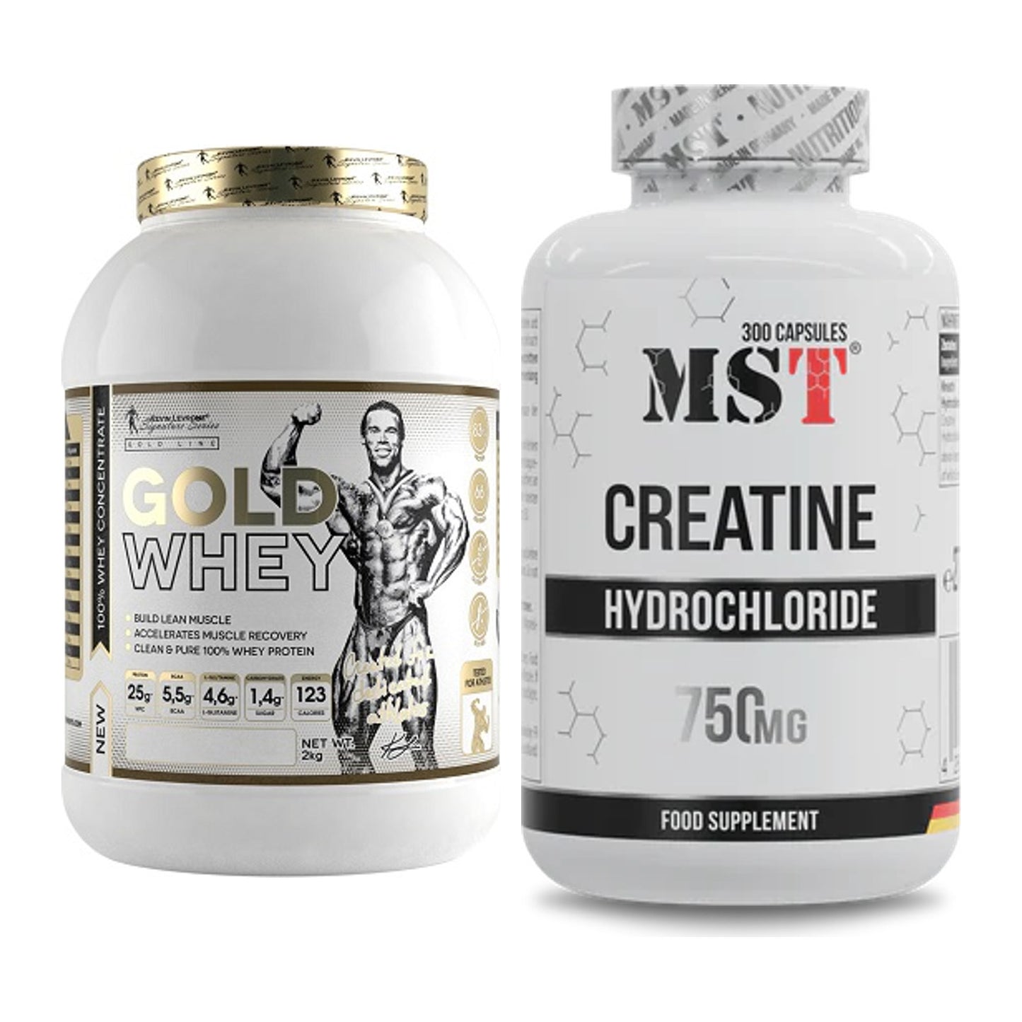 Muskelaufbau-Set: Kevin Levrone Gold Whey + MST Creatine HCL – alle enthaltenen Artikel
