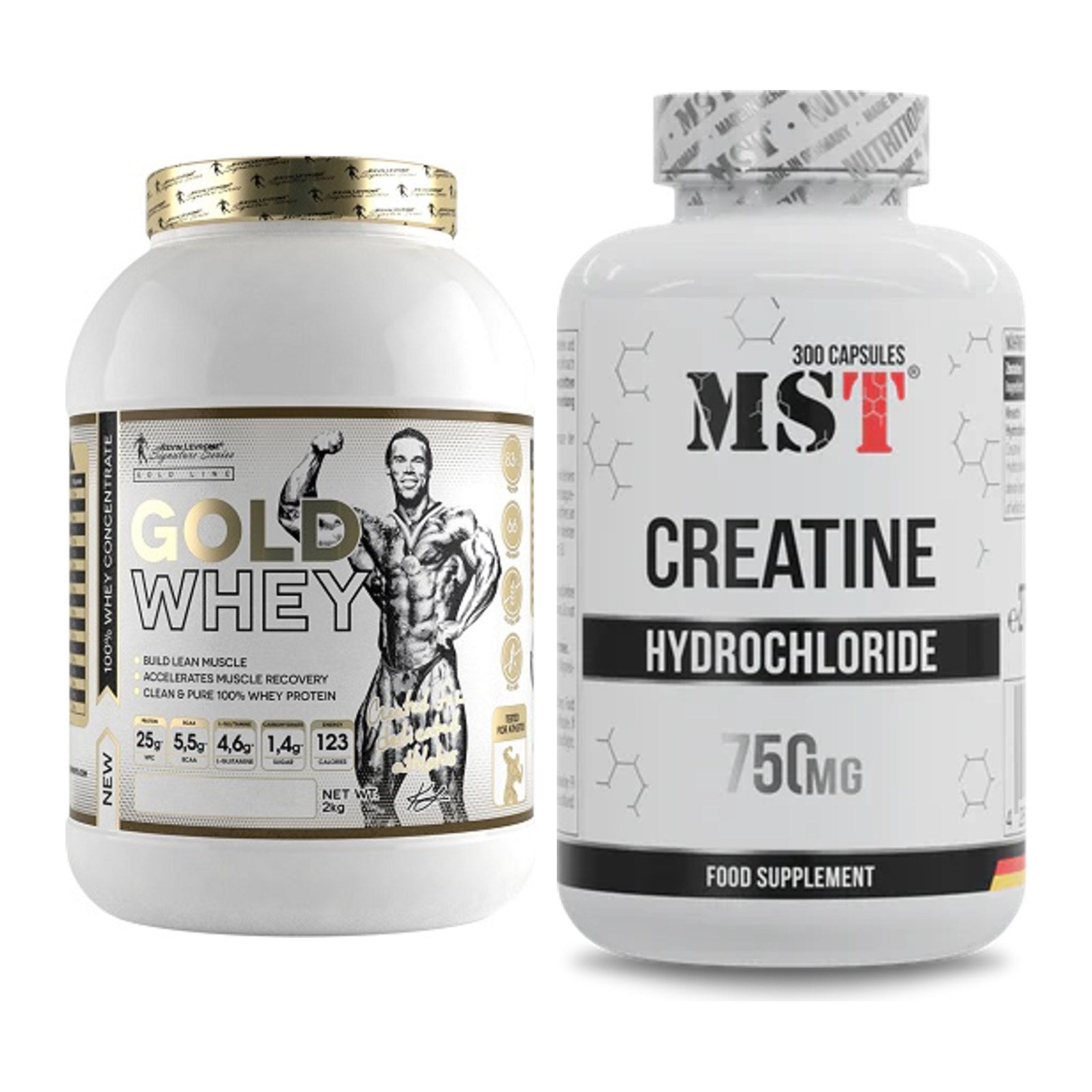 Muskelaufbau-Set: Kevin Levrone Gold Whey + MST Creatine HCL – alle enthaltenen Artikel