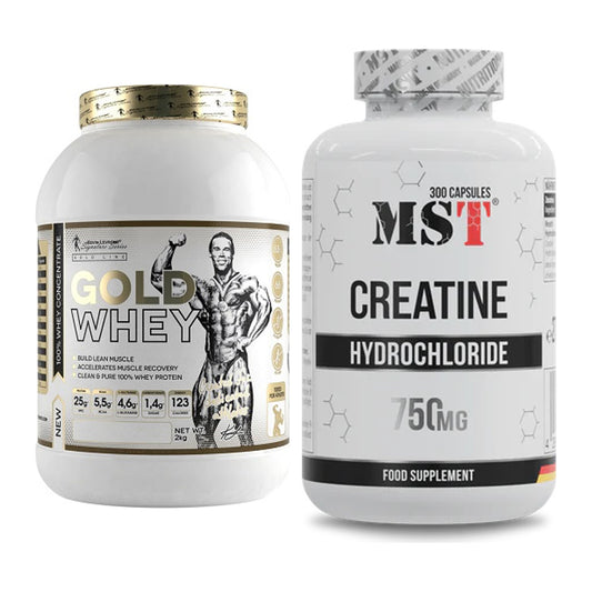 Muskelaufbau-Set: Kevin Levrone Gold Whey + MST Creatine HCL – alle enthaltenen Artikel