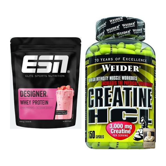Muskelaufbau-Set: ESN Designer Whey + Weider Creatin HCL – alle enthaltenen Artikel