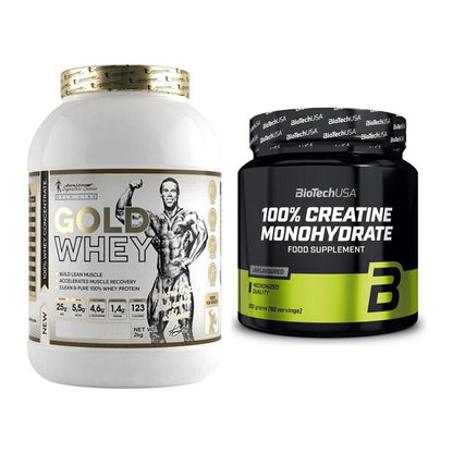 Muskelaufbau-Set: Kevin Levrone Gold Whey + BioTech Creatine – alle enthaltenen Artikel