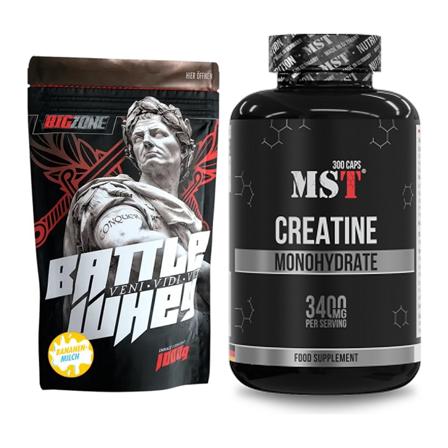 Muskelaufbau-Set: Big Zone Battle Whey + MST Creatine Monohydrate – alle enthaltenen Artikel