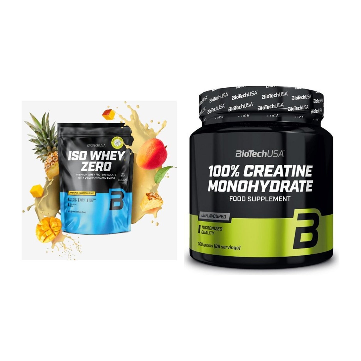 BioTech USA Muskelaufbau-Set: Iso Whey Zero 454g + Creatine Monohydra – alle enthaltenen Artikel