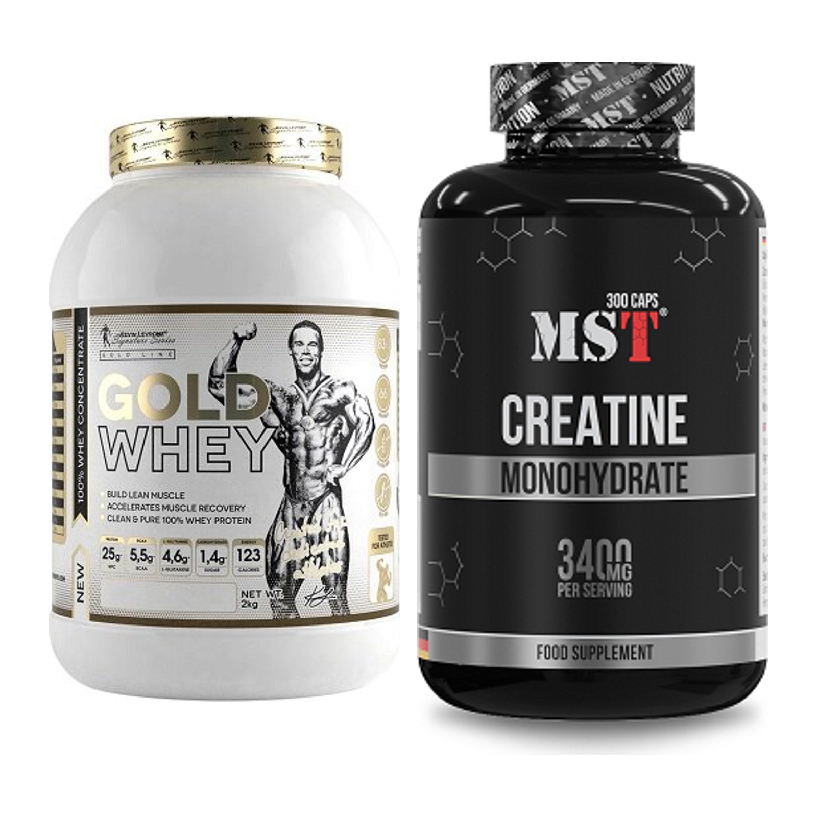 Muskelaufbau-Set: Kevin Levrone Gold Whey + MST Creatine Monohydrate – alle enthaltenen Artikel