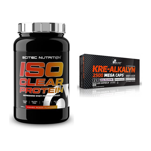 Muskelaufbau-Set: Scitec IsoClear Protein + Olimp Kre Alkalyn 2500 – alle enthaltenen Artikel